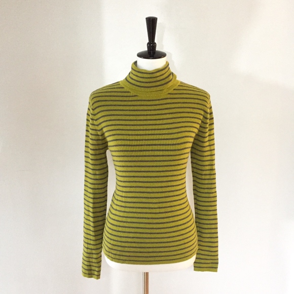 Old Navy Green Gray Striped Turtleneck 